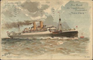 Hamburg America Amerika Line Ss Moltke 1904 Postcard