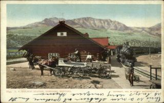 Gardiner My Up Rr Train Station Railway Depot Yellowston Park Cancel Postcard