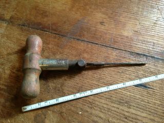 Old Antique German Screwdriver Wood Handle Hand Tool