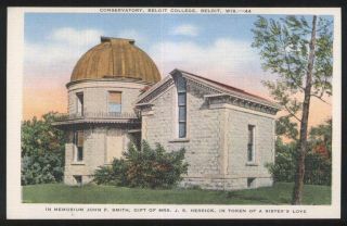 Postcard Beloit Wisconsin/wi College John F Smith Conservatory View 1930 