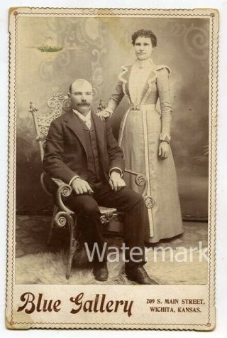 Cabinet Card Photo Man And Lady Witchita Kansas Walter & Emma Boyce