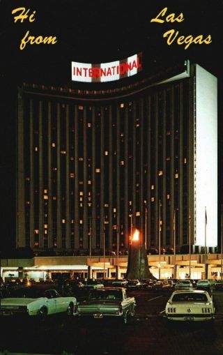 Las Vegas,  Nv,  International Hotel At Night,  Chrome Vintage Postcard G5967