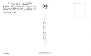 Las Vegas,  NV,  International Hotel at Night,  Chrome Vintage Postcard g5967 2
