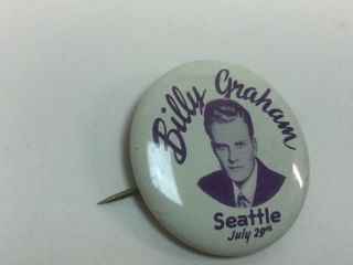Vtg Billy Graham Crusade Pin Seattle July 29,  1951 Very Rare 1 1/4 " Tall