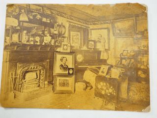 Antique Cabinet Card Photo Of Room Filled With Art And Collectibles 5.  5 " X 7.  5 "