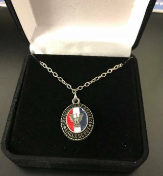 Boy Scout Official Eagle Pendant Necklace Silver Chain 18 " W Presentation Box