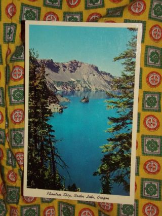Vintage Postcard Phantom Ship,  Crater Lake National Park,  Oregon