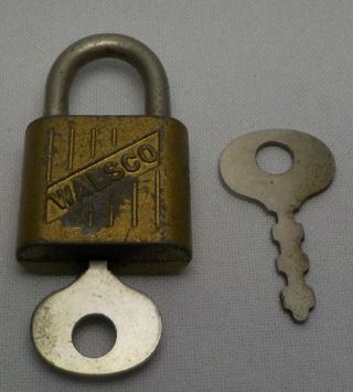 Vintage Walsco Lock Miniature Padlock & 2 Keys Made In Usa.