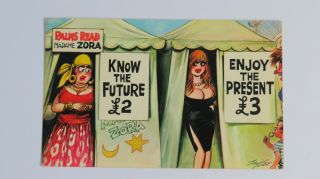 Risque Vintage Comic Postcard Fairground Fortune Teller Girl Big Boobs