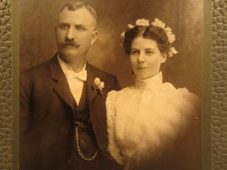 Edwardian Antique Cabinet Card Wedding Photo Of A Young Couple