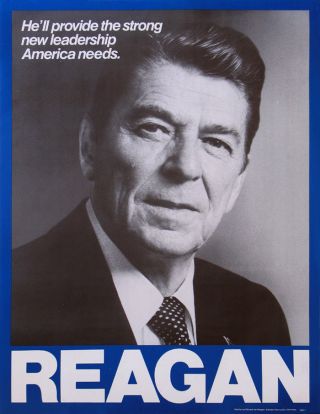 1976 Ronald Reagan Strong Leadership Campaign Poster (4928)