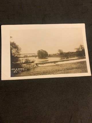 Vintage Rppc 1910 Dam & Bridge Wilmot Wisconsin Real Photo Postcard