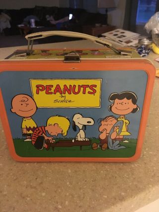 Vintage Peanuts 1959 Metal Lunchbox Charlie Brown Snoopy & Thermos Complete