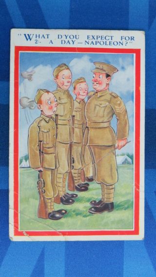 Ww2 Humoresque Comic Postcard 1939 1945 Barrage Balloon Army Camp Napoleon