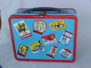 1962 Traveler (blue Luggage) Vintage Metal Lunchbox By Ohio Art Box