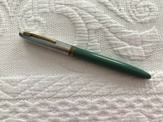 Antique/vintage Green & Silver Sheaffer Fountain Pen - With Gold Trim