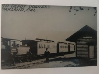 Oakland California Sp High St Rr Railroad Depot B&w Real Photo Postcard Rppc