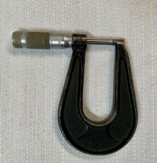 Vintage Outside Micrometer Deep Throat Brown & Sharpe 0 - 1 " Early Machinist Tool