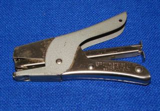 Vintage Arrow Fastener Co Mid Century Metal Squeeze Stapler - - - - - Chrome & Gray