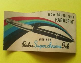 Vintage 3 Page Direction Sheet For Filling A Parker 51 Pen