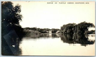 Shopiere,  Wisconsin Rppc Postcard " Scene On Turtle Creek " H.  A.  Weirick Photo
