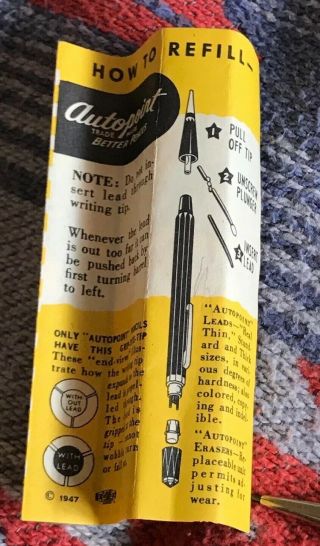 NOS Vintage Autopoint Advertising Mechanical Pencil Leads Erasers Set Box - 1950 3