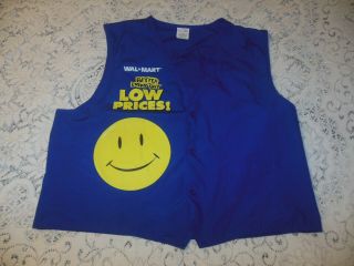 Vintage Walmart Employee Uniform Button Up Work Vest Sz Xl 1996 Blue/yellow