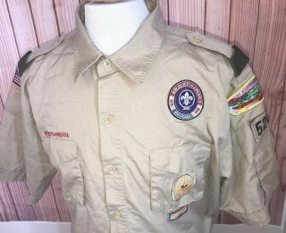 Boy Scouts Of America S/s Shirt Uniform Patches Mens Sz Adult Xl Cotton Poly