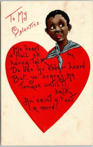 1909 Artist - Signed H.  B.  Griggs Postcard Black Girl " To My Valentine " W/ Cancel