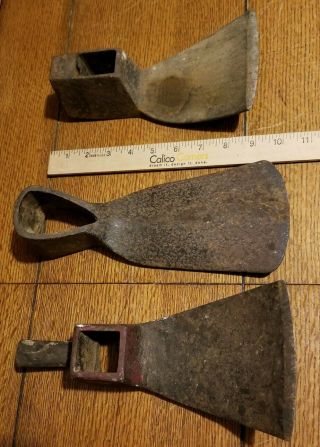 (2) W.  Hunt Cast Steel Adze Axe Heads Timber Framing Antique Tool (1) No Name