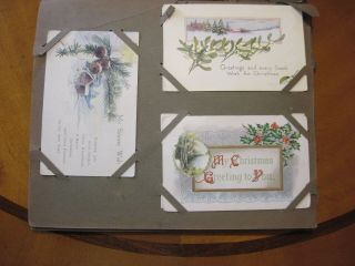 Old Post Card Album with over 70 Vintage Postcards,  Pre - 1920 ' s RPPC ' s Holiday 3