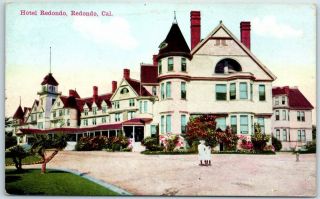 Redondo Beach,  California Postcard Hotel Redondo Building View Mitchell C1910s