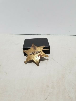 Awesome Antique Obsolete Brass Marshall 6 - Point Badge Old West