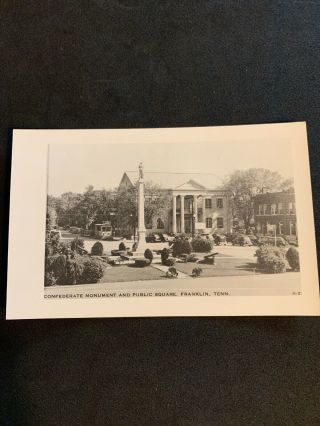 Vintage Rppc Postcard Confederate Monument & Public Square Franklin Tennessee