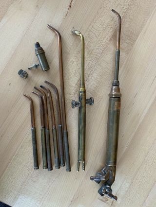 Antique Brass Welding Cutting Torches And Tips,  Oxy Acetylene