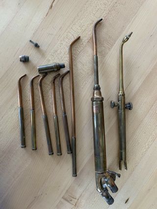 Antique brass welding cutting torches and tips,  oxy acetylene 2