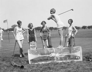 C.  1930 Golfing Girls - 11x14 Photo - Ladies In Bathing Suits Golf Club Picture 2