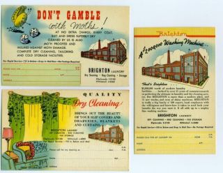 3 Different Linen Ad Postcards Brighton Laundry Brooklyn Ny