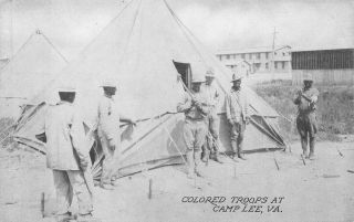 Colored Troops At Camp Lee Virginia Military Black Americana Postcard (c.  1910)