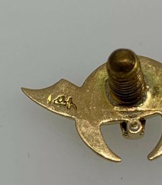 Antique Fraternal Shriner Masonic 14K Gold Sword Enamel Vintage Lapel Pin Screw 3