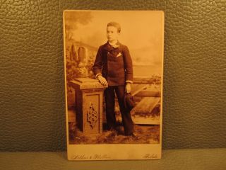 Victorian Antique Photo Cabinet Card Of A Young Boy