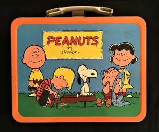 Vintage 1959 Peanuts By Schulz Charlie Brown And Snoopy Metal Lunch Box