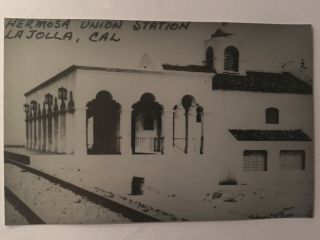 La Jolla California Hermosa Union Rr Railroad Depot B&w Real Photo Postcard Rppc
