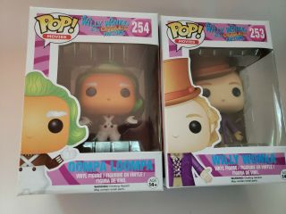 Funko Pop Willy Wonka And Oompa Loompa (253 & 254) Set Of Two Figures