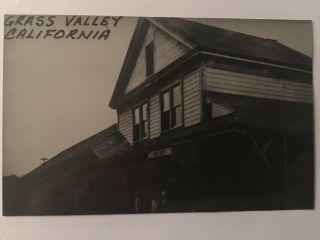 Grass Valley California Ncng Railroad Depot B&w Real Photo Postcard Rppc