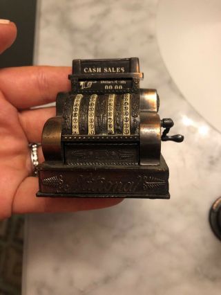 Vintage Miniature National Cash Register Cast Iron Pencil Sharpener Cute