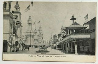 Ny Postcard Brooklyn Coney Island Luna Park Birdseye View Trip To The Moon Sign