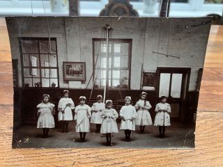 Early 1900s School Photo Of Children Around A Maypole