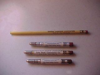 3 Advertising Bullet Pencils,  One Wood Advertising Pencil
