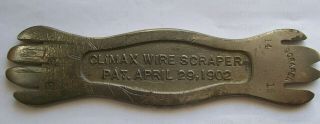 Antique Climax Wire Scraper Stripper Patent 1902 Telegraph Electrician Vtg Tool